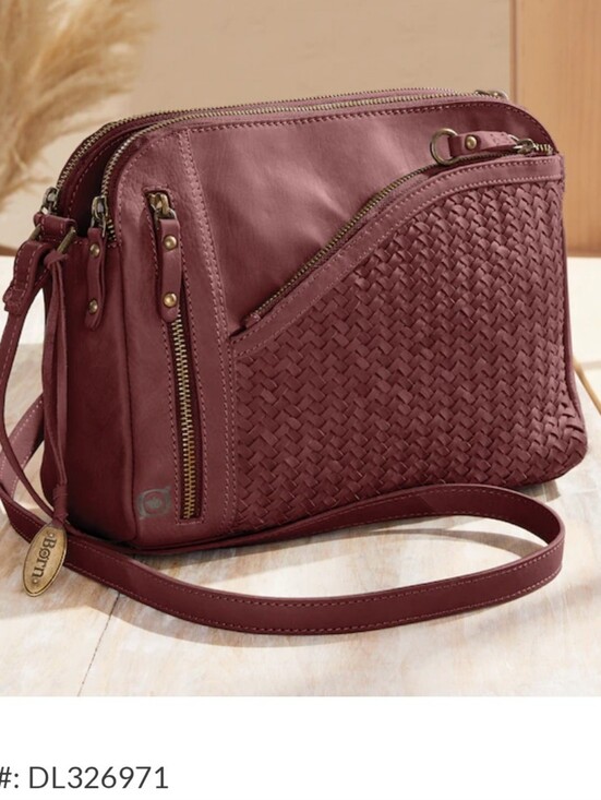 Born Handbags - Børn Balino Woven Leather Crossbody Bag Cognac NEW WITHOUT TAGS